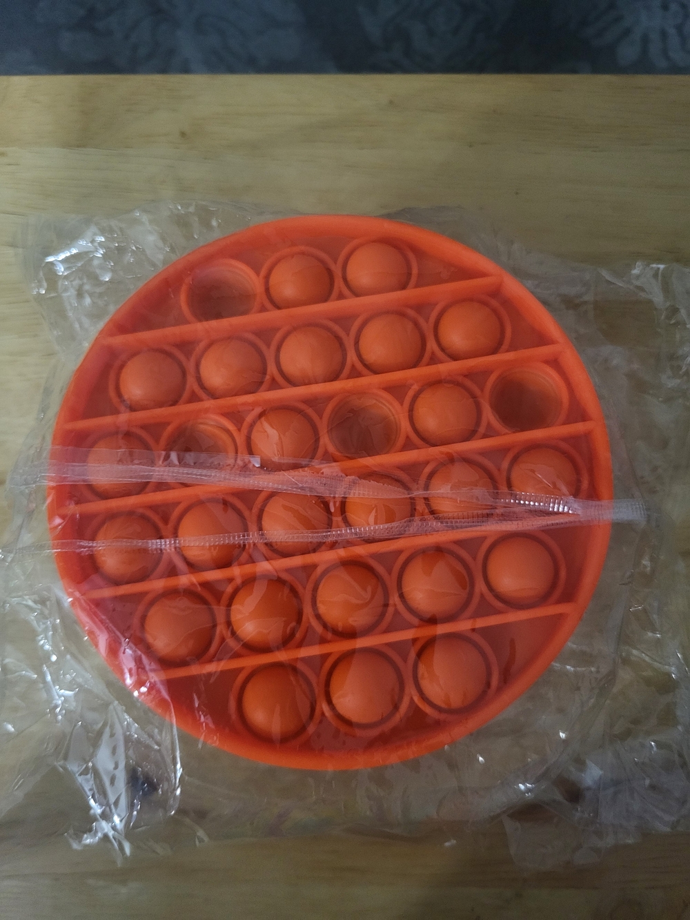 Orange Round Silicone Pop-It Sensory Toy for Kids